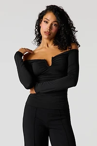 Contour Metal Accent Off-Shoulder Top