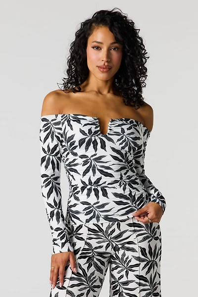 Contour Metal Accent Off-Shoulder Top