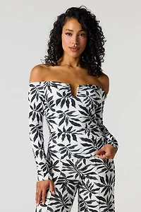 Contour Metal Accent Off-Shoulder Top