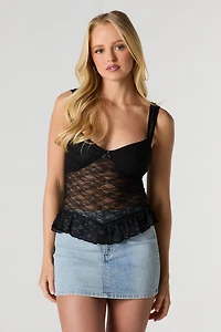 Lace Ruffle Sweetheart Tank
