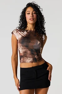 Débardeur profilé ruché à épaules dénudées