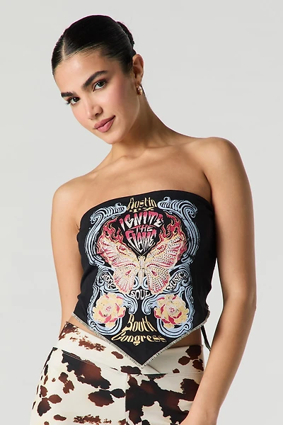 Western Graphic V Hem Tube Top