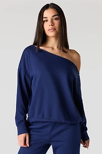 Off Shoulder Fleece Sweatshirt