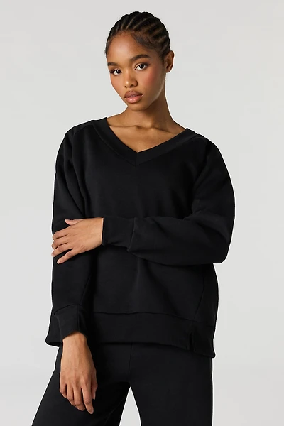 Fleece V-Neck Sweatshirt