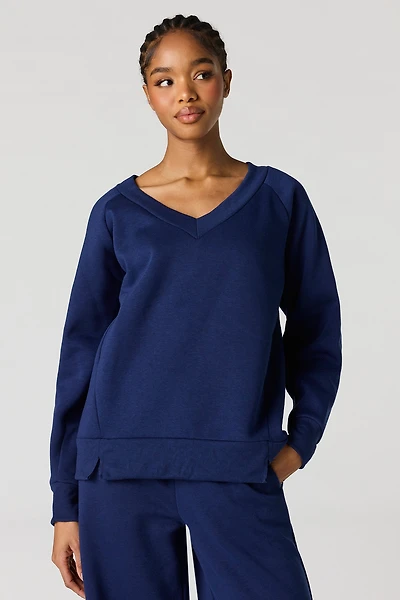 Fleece V-Neck Sweatshirt