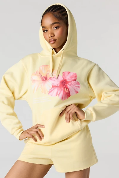 Flower Graphic Fleece Hoodie