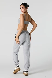 Jogger en molleton à revers uni