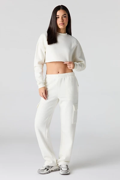 Pantalon cargo en molleton uni