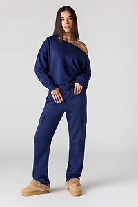 Solid Fleece Cargo Sweatpant