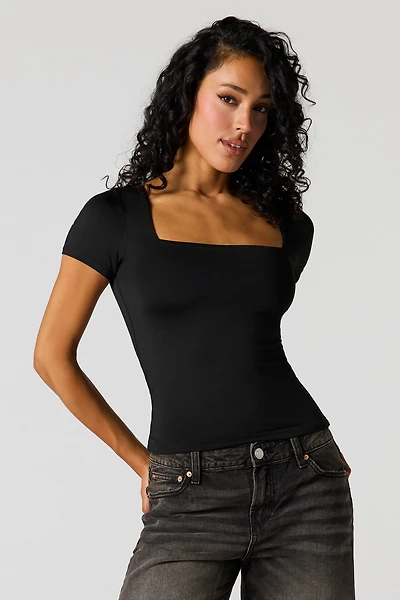 Contour Square Neck Short Sleeve Top