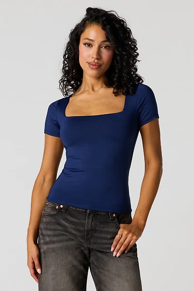 Contour Square Neck Short Sleeve Top