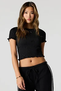 Smocked Bow Detail T-Shirt