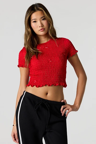 Smocked Bow Detail T-Shirt