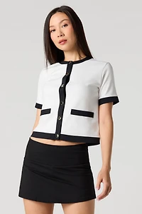 Cardigan boutonné contrastant