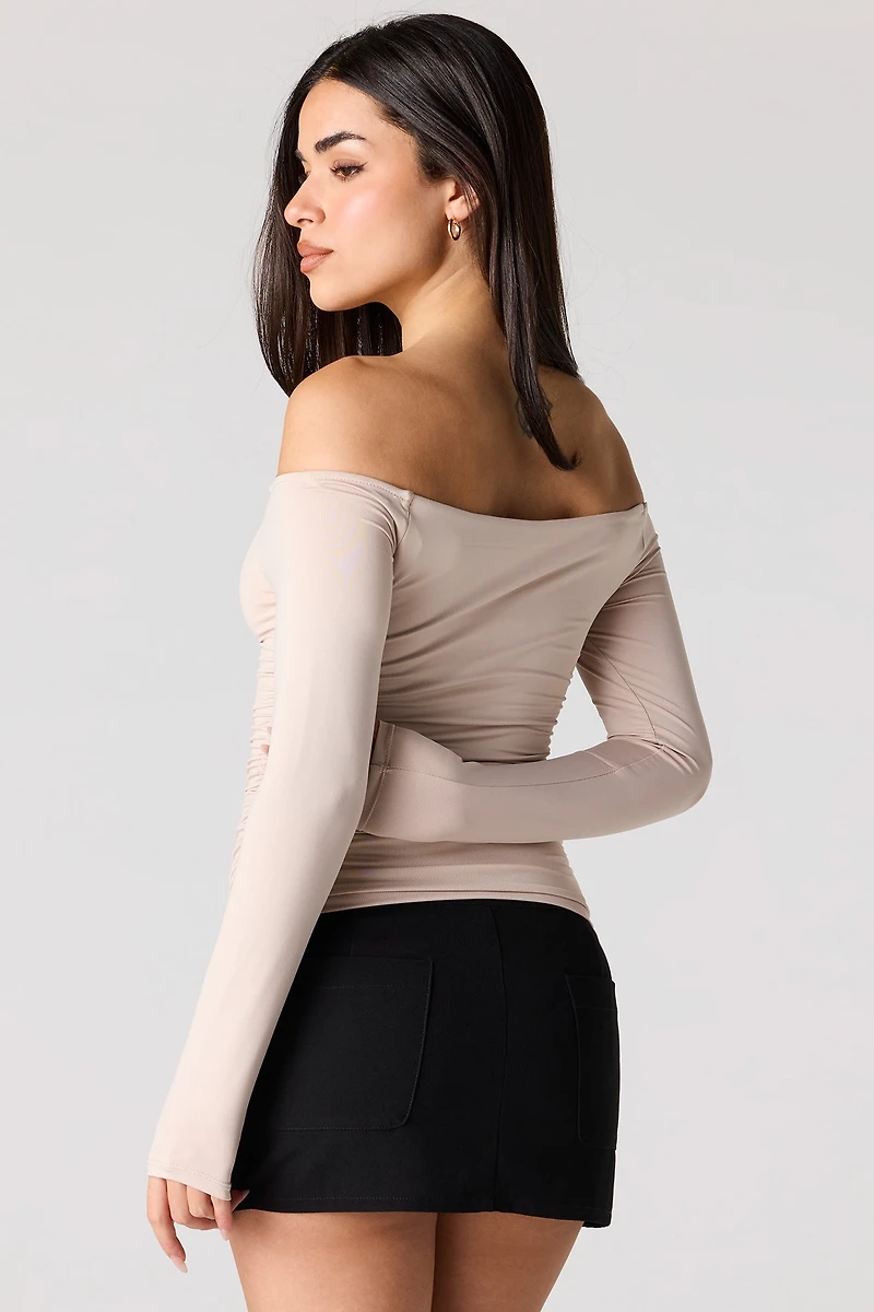 Contour Metal Accent Off Shoulder Top
