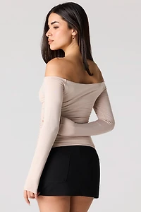 Contour Metal Accent Off Shoulder Top
