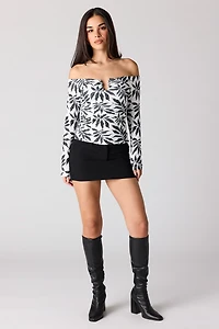 Contour Metal Accent Off Shoulder Top