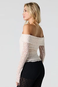 Lace Off Shoulder Long Sleeve Top