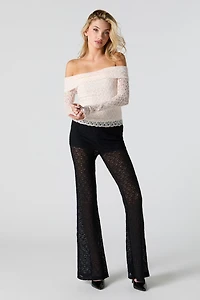 Lace Off Shoulder Long Sleeve Top