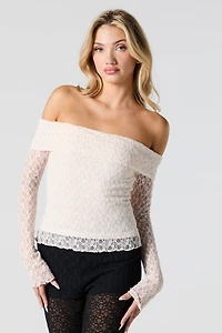 Lace Off Shoulder Long Sleeve Top