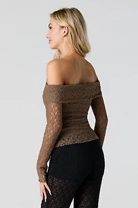 Lace Off Shoulder Long Sleeve Top