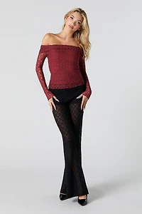 Lace Off Shoulder Long Sleeve Top