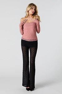 Lace Off Shoulder Long Sleeve Top