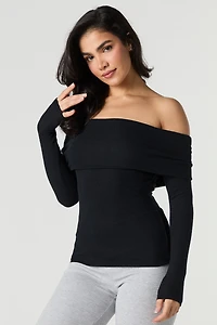 Knit Off Shoulder Long Sleeve Top