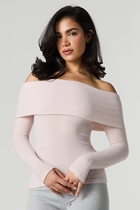 Knit Off Shoulder Long Sleeve Top