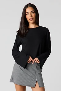 Ribbed Bell Sleeve Sweater