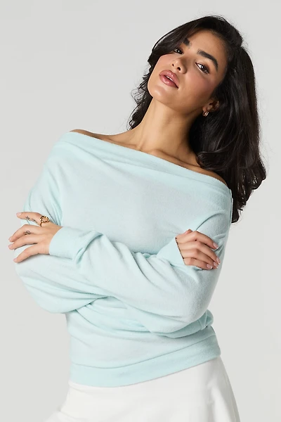 Ruched Knit Off Shoulder Top