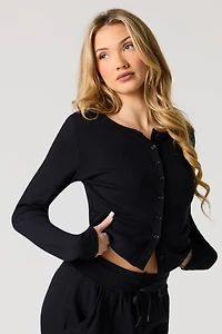 Ribbed Button-Up Cardigan