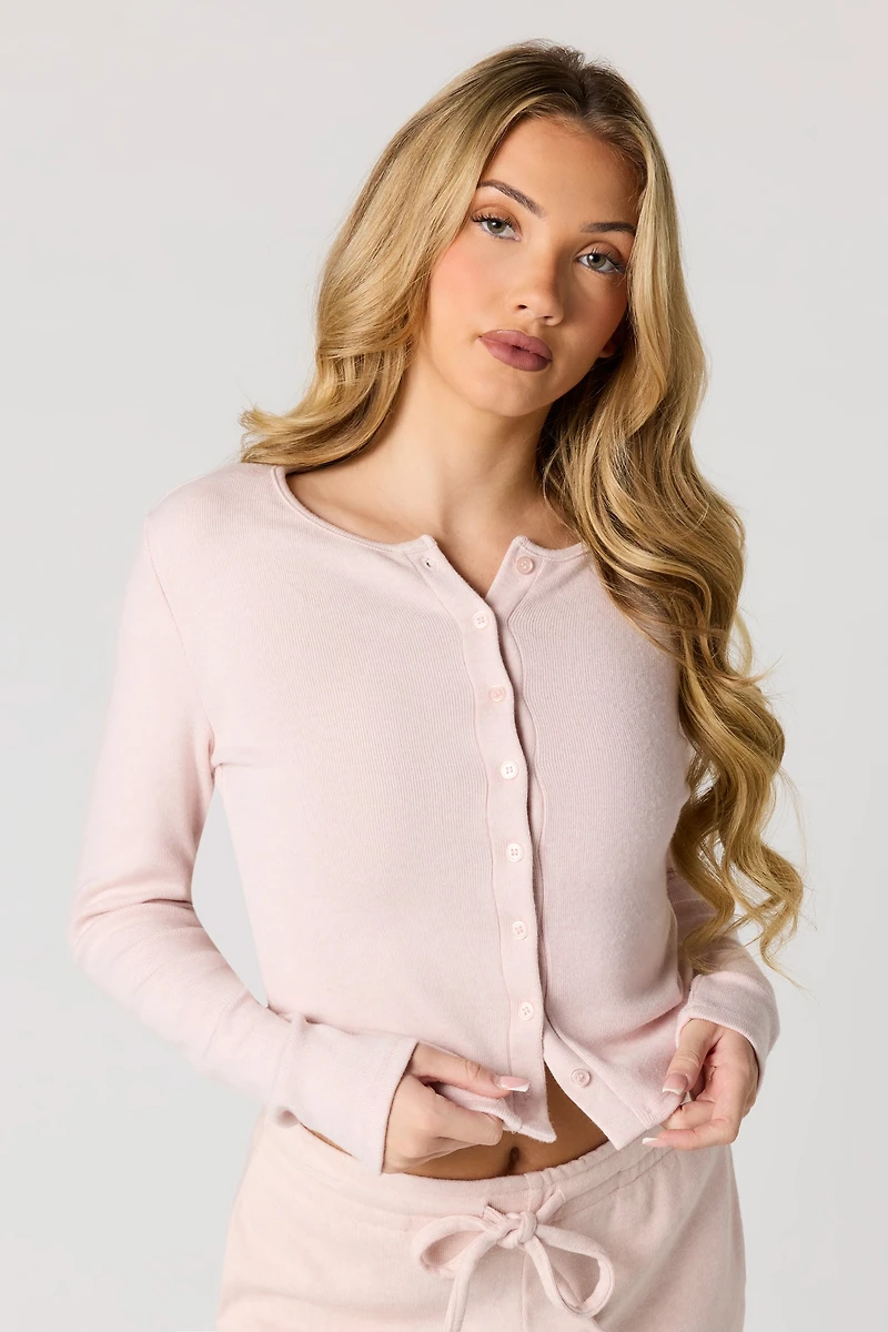 Ribbed Button-Up Cardigan