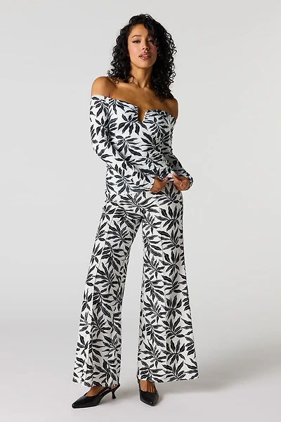 High Rise Exposed Seam Wide Leg Pant