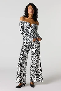 High Rise Exposed Seam Wide Leg Pant