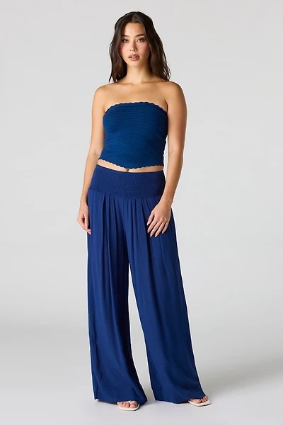 Smocked Waist Wide Leg Pant