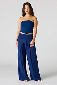 Smocked Waist Wide Leg Pant