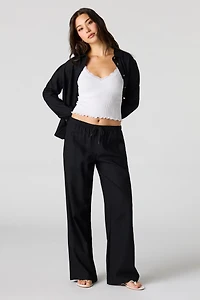 Linen-Blend Drawstring Pant