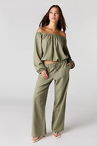 Linen-Blend Drawstring Pant