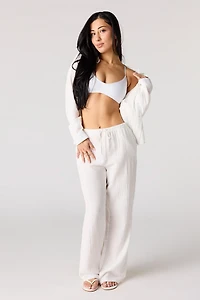 Pantalon froissé à taille couilissante