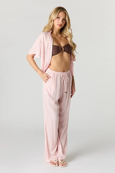 Crinkled Relaxed Drawstring Pant