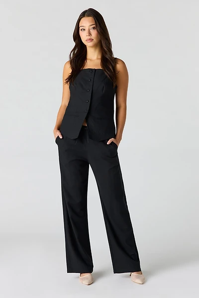 Linen-Blend Wide Leg Pant
