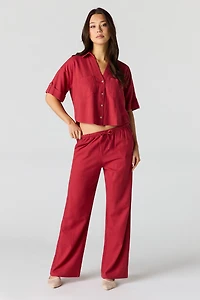 Linen-Blend Wide Leg Pant