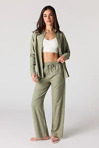 Linen-Blend Wide Leg Pant