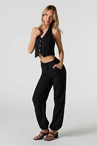 Linen-Blend Cuffed Cargo Pant