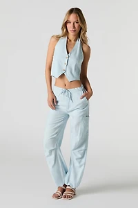 Linen-Blend Cuffed Cargo Pant