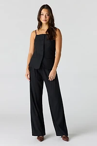 Linen-Blend Wide Leg Dress Pant