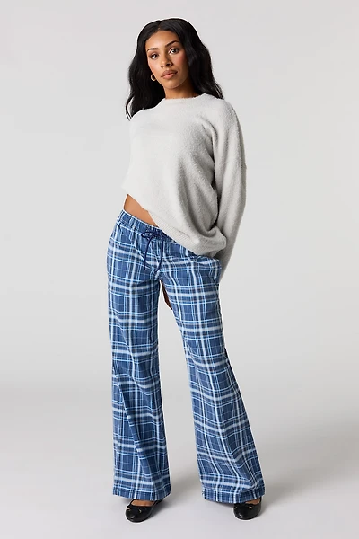 Plaid Print Flare Pant