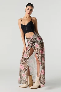 Jupe-short maxi croisée en filet imprimé