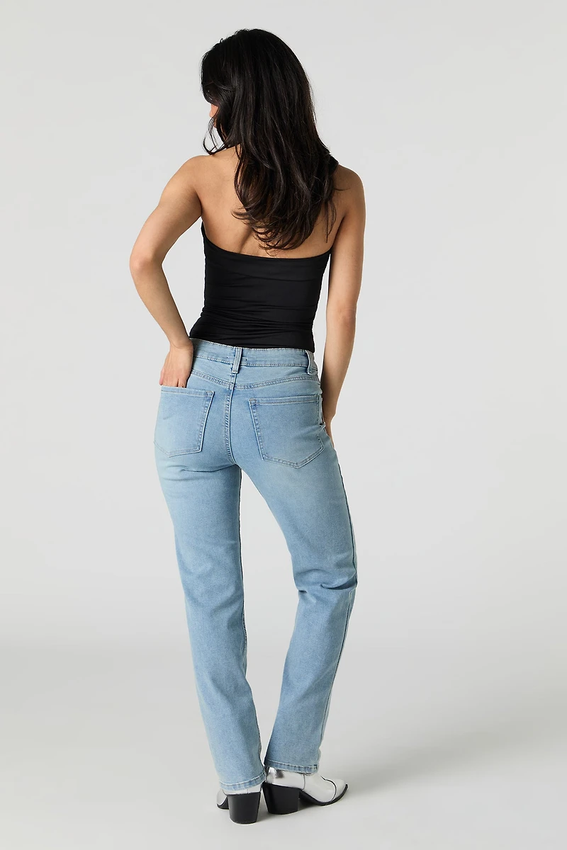 Rhinestone Fringe Pocket Straight Leg Jean